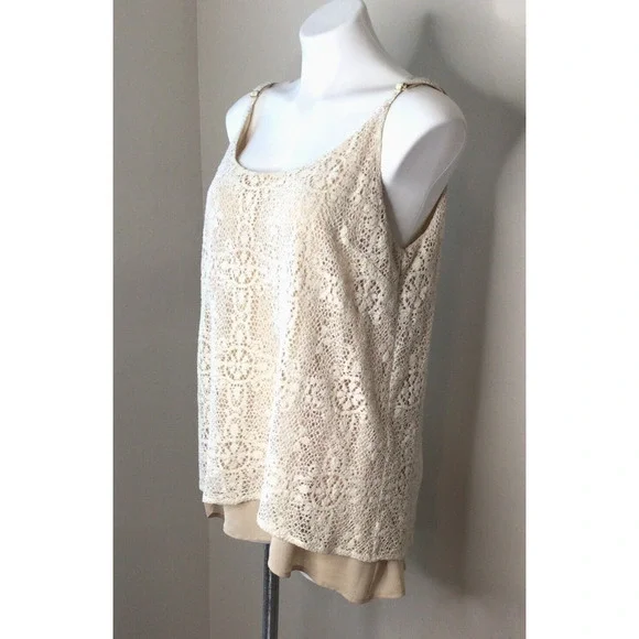 Cabi It Girl Ivory Lace Lined Camisole Blouse Style 798 Size XL - Picture 3 of 8